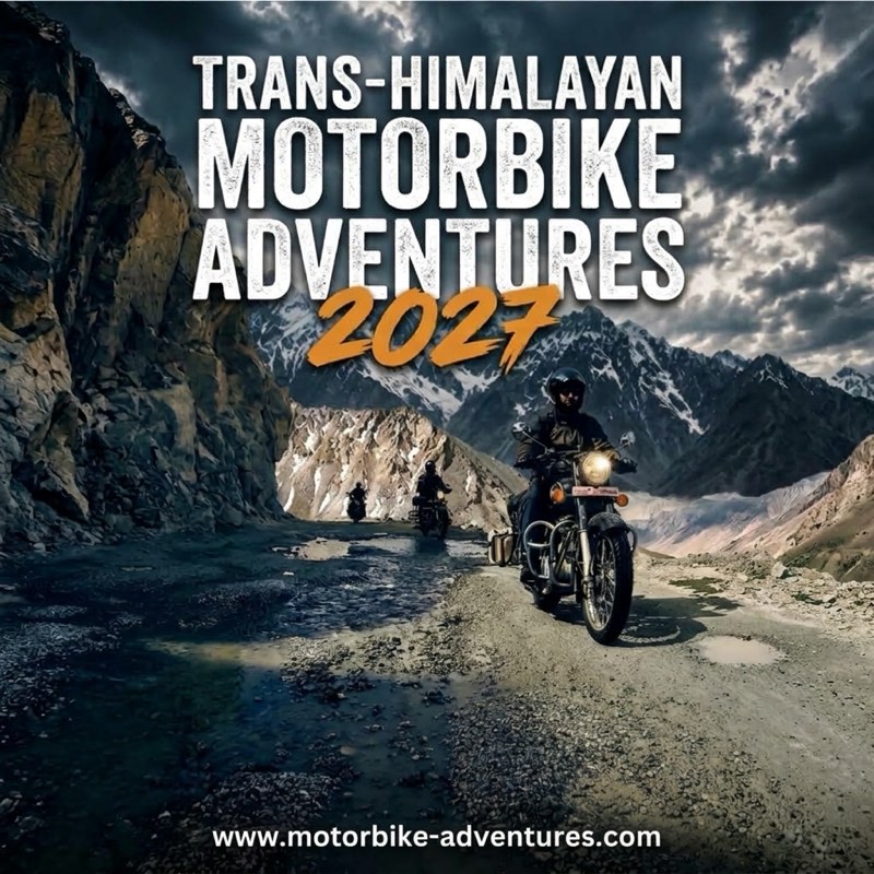 Trans-Himalayan Motorbike Adventures 2027 illustrated expedition poster